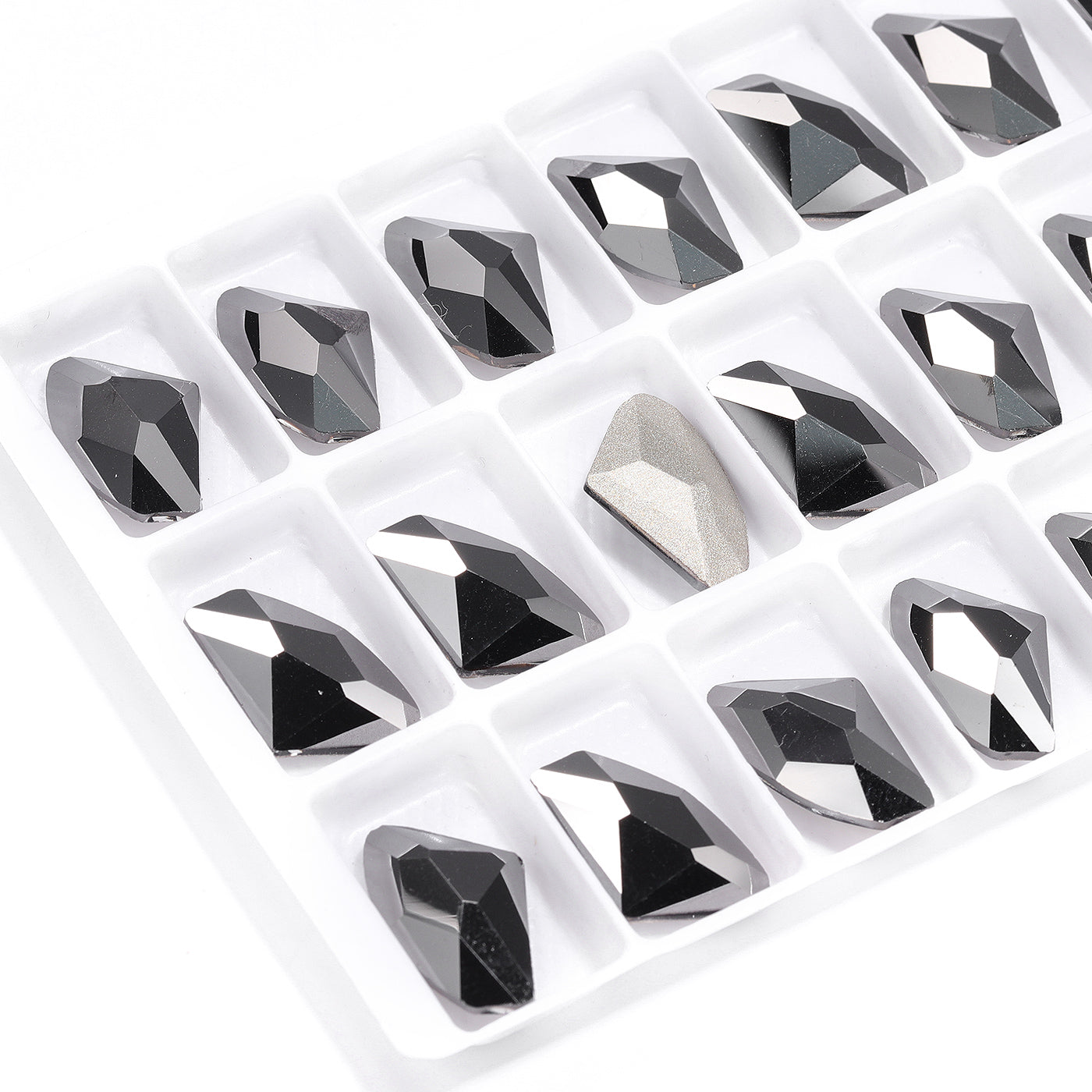 Jet Metallic Silver Galactic Shape High Quality Glass Pointed Back Fancy Rhinestones Secondary image