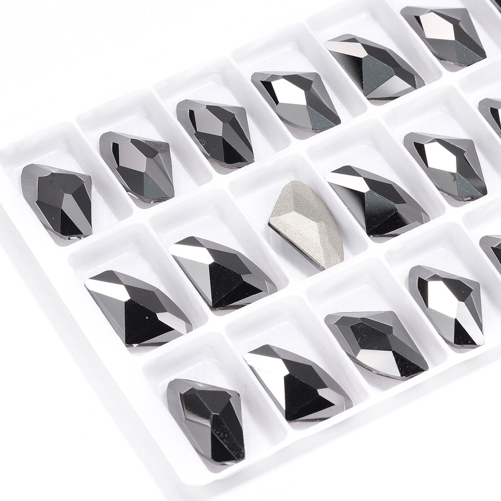 Jet Metallic Silver Galactic Shape High Quality Glass Pointed Back Fancy Rhinestones WholesaleRhinestone