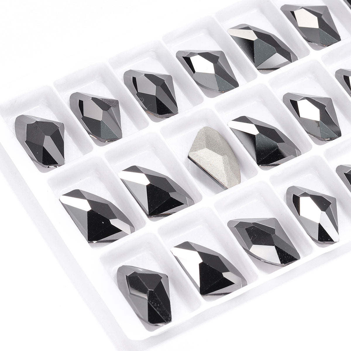 Jet Metallic Silver Galactic Shape High Quality Glass Pointed Back Fancy Rhinestones WholesaleRhinestone
