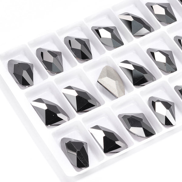 Jet Metallic Silver Galactic Shape High Quality Glass Pointed Back Fancy Rhinestones WholesaleRhinestone