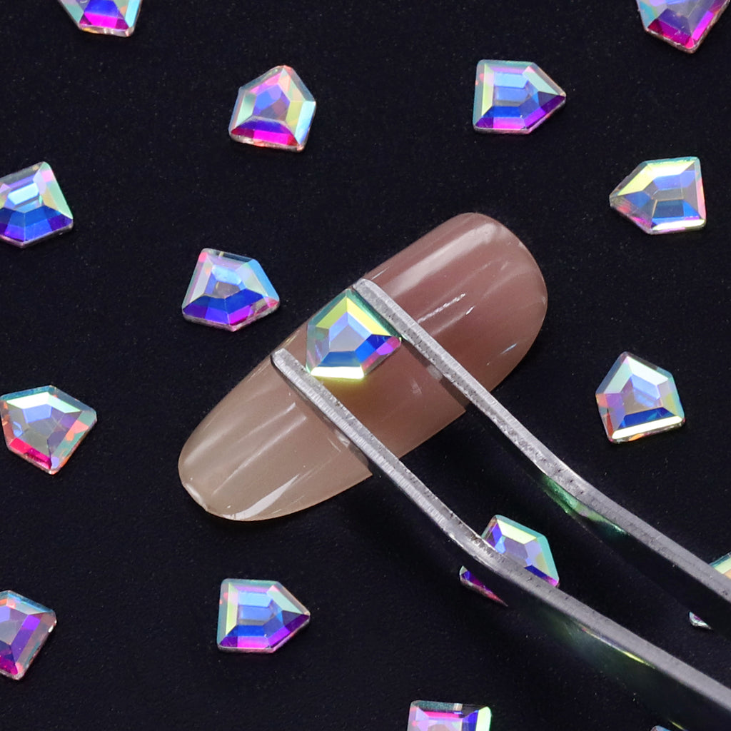 Pentagon Shape Crystal AB Flat Back Fancy Rhinestones