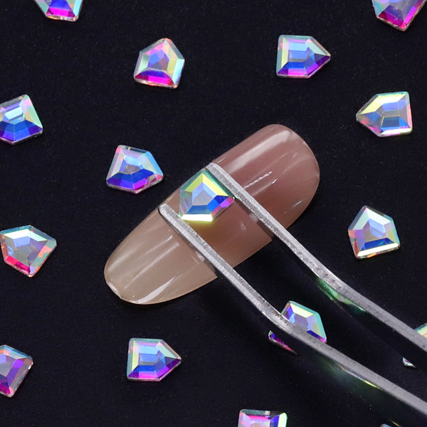 Pentagon Shape Crystal AB Flat Back Fancy Rhinestones