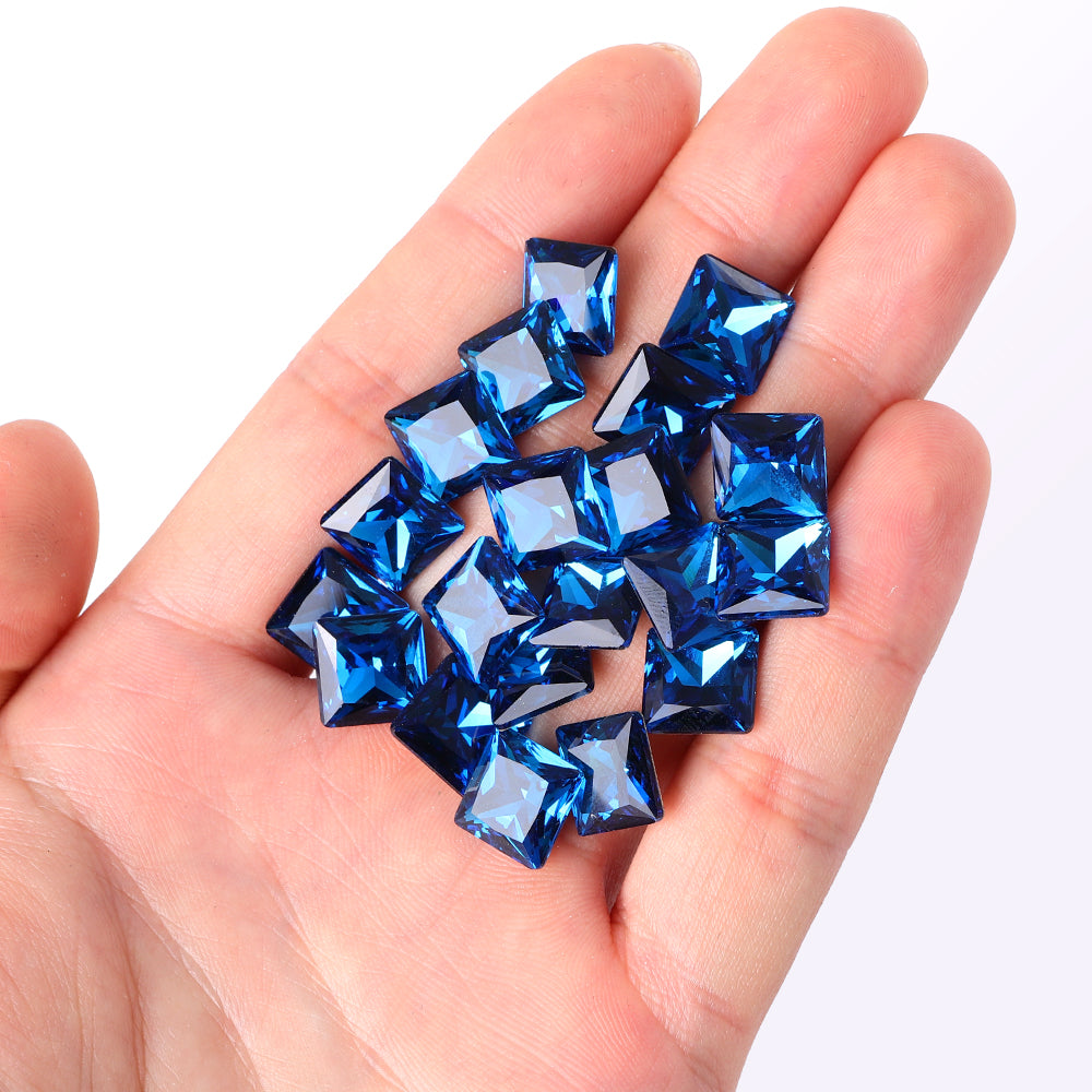 Indicolite Princess Square Shape High Quality Glass Pointed Back Fancy Rhinestones Secondary image