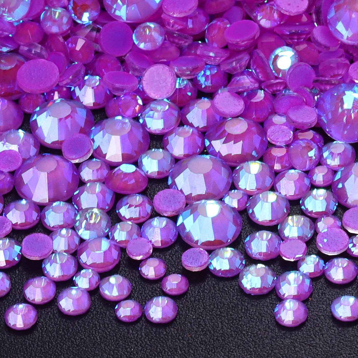 Mixed Sizes Mocha Shimmer Dk Purple Glass Flat Back Rhinestones For Nail Art