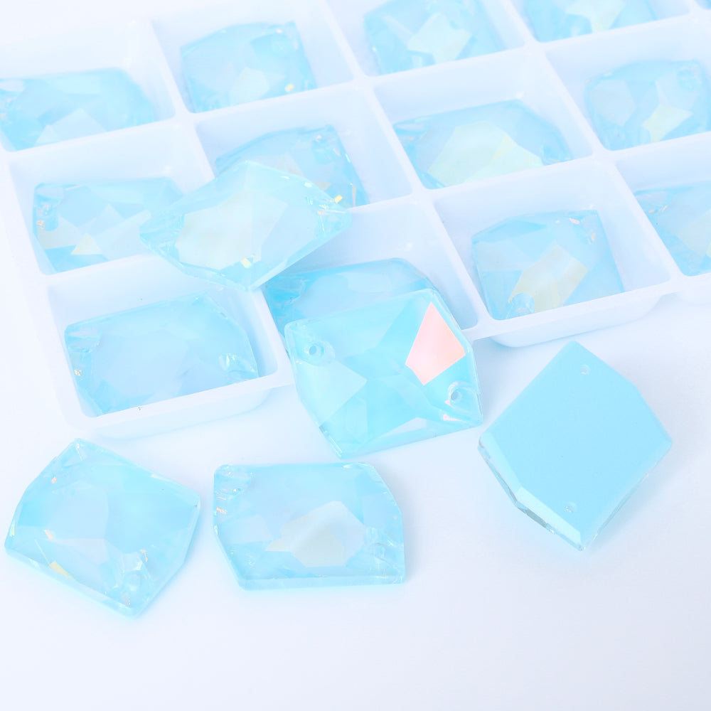 Aquamarine AM Cosmic Shape High Quality Glass Sew-on Rhinestones