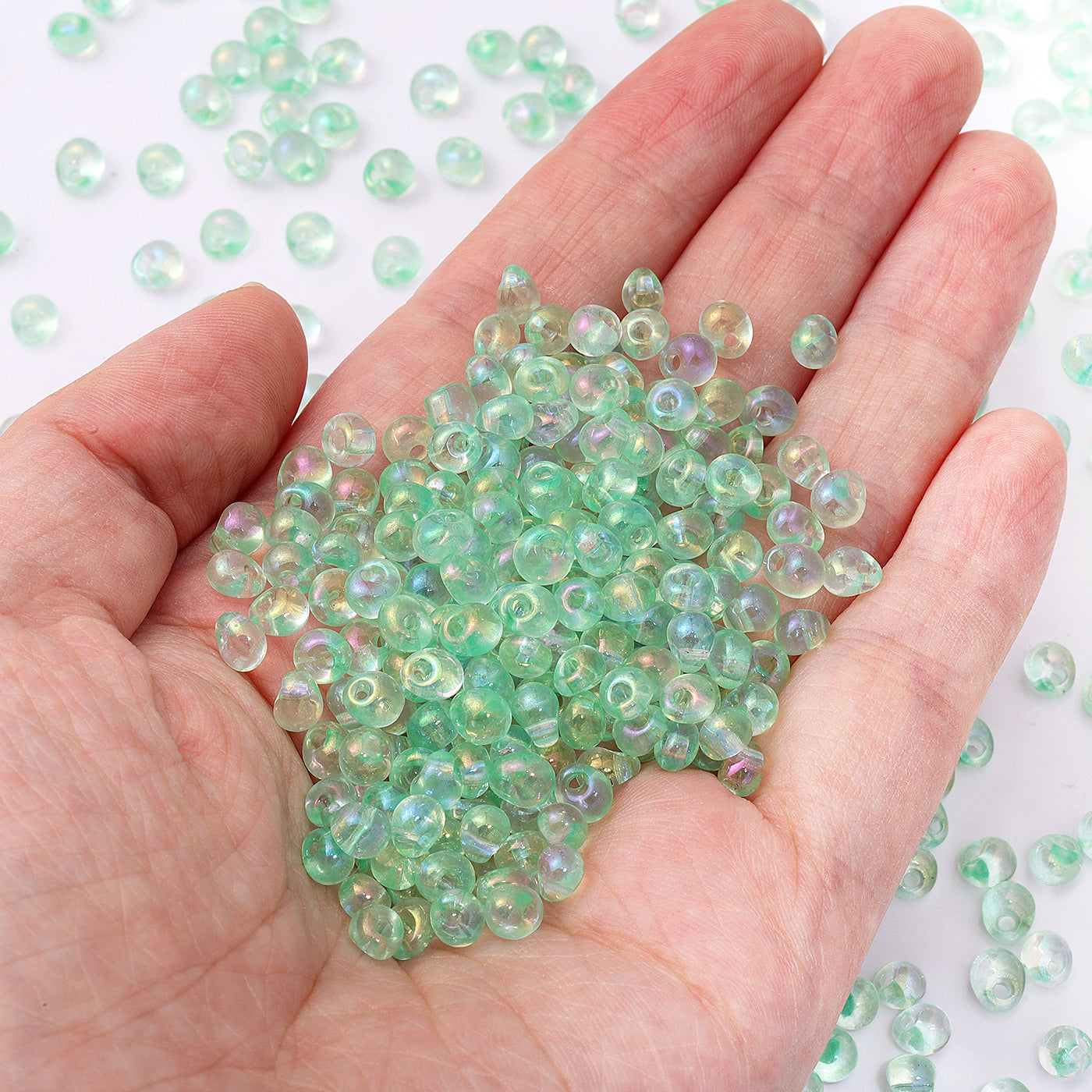 TMAB008 Transparent AB Drop Shape Glass Seed Beads Secondary image