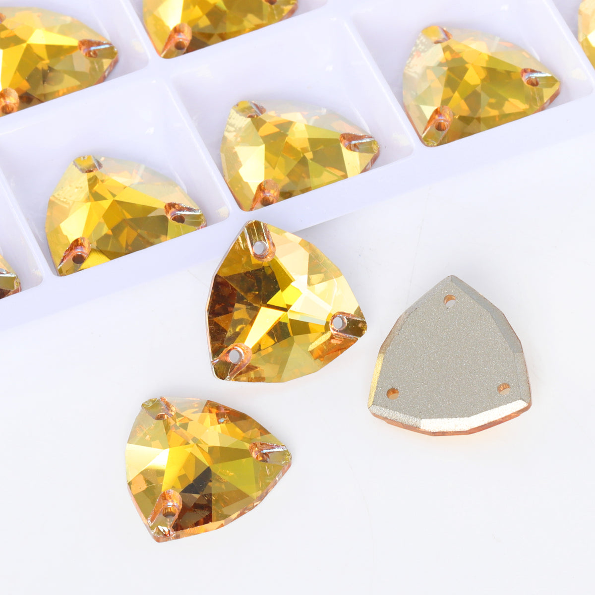 Metallic Sunshine Trilliant Shape High Quality Glass Sew-on Rhinestones WholesaleRhinestone