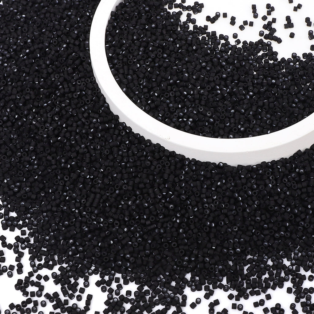 Opaque Frost Black Color Hight Quality Glass Cylinder Seed Beads 1.6 MM Size BS1015 WholesaleRhinestone