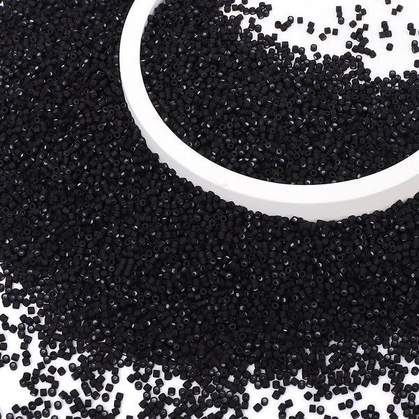 Opaque Frost Black Color Hight Quality Glass Cylinder Seed Beads 1.6 MM Size BS1015 WholesaleRhinestone
