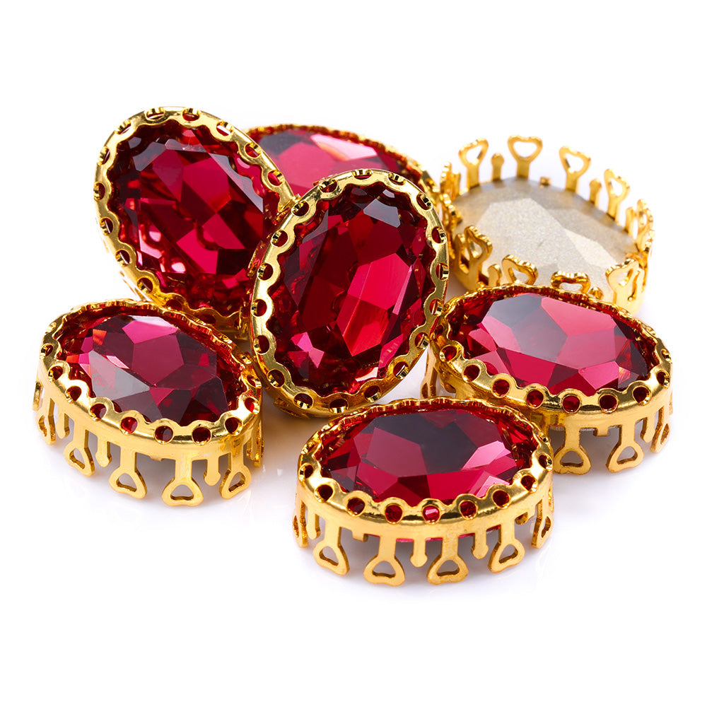 Rose Oval Shape High-Quality Glass Sew-on Nest Hollow Claw Rhinestones WholesaleRhinestone