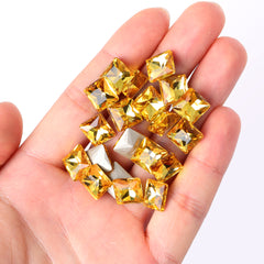 Leichte Topaz Prinzessin Square Form hochwertiges Glasspitzback -Rücken -Fantasie -Strass -Strasssteine