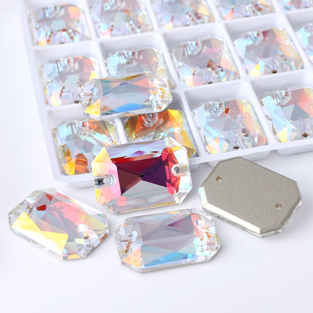 Light Crystal AB Octagon Shape High Quality Glass Sew-on Rhinestones WholesaleRhinestone