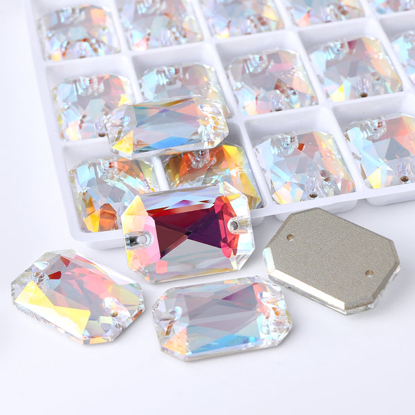 Light Crystal AB Octagon Shape High Quality Glass Sew-on Rhinestones WholesaleRhinestone