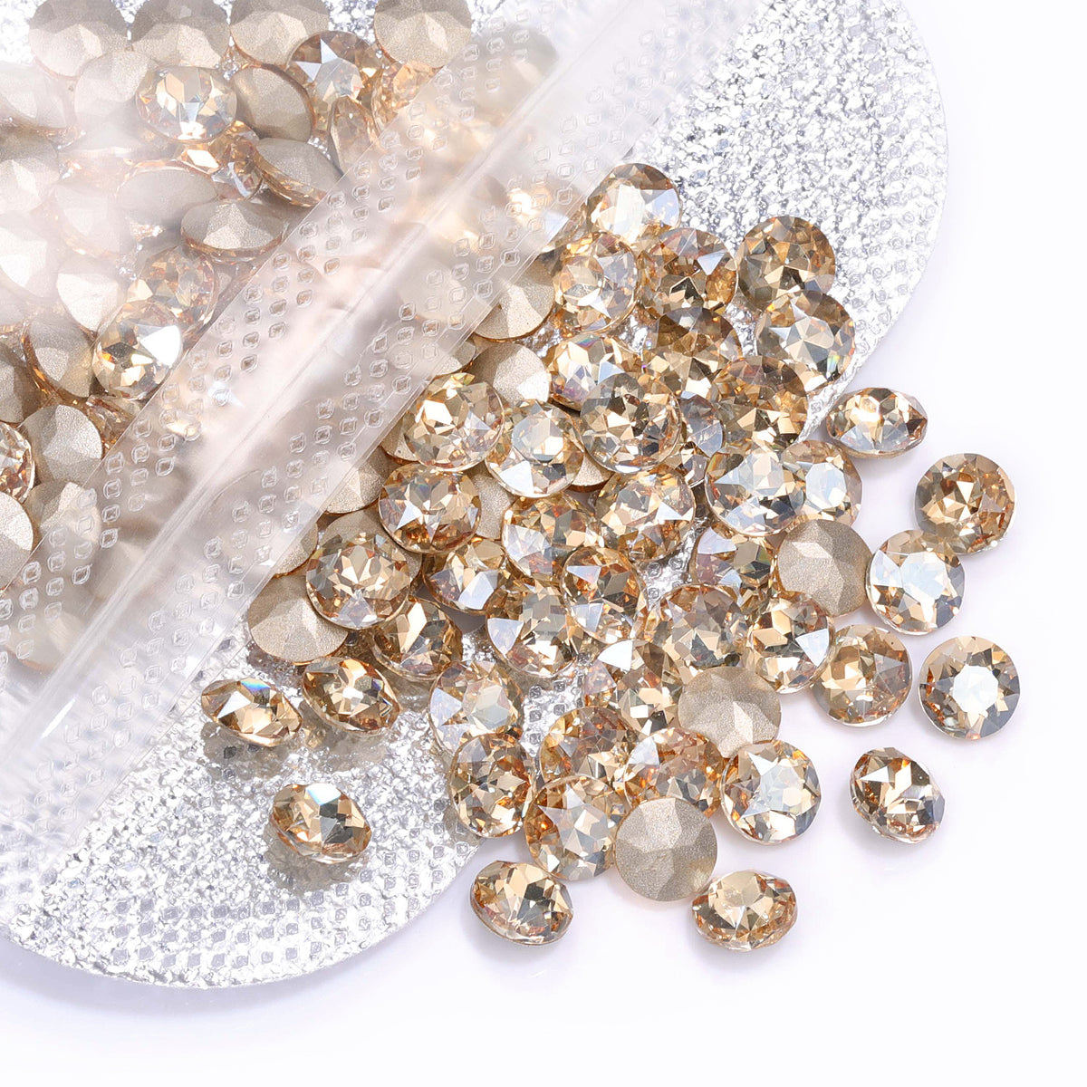 Golden Shadow Gemstone Flower Shape High Quality Glass Pointed Back Fancy Rhinestones WholesaleRhinestone