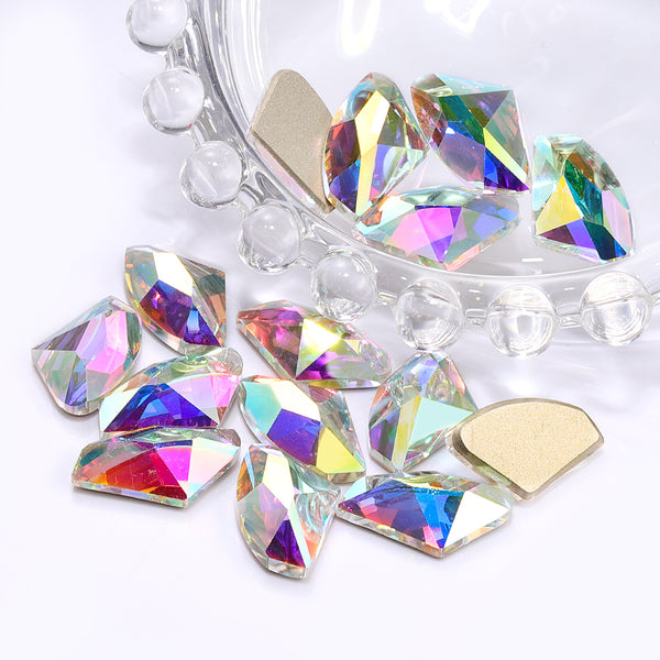 Crystal AB Galactic Shape High Quality Glass Beveled Flat Back Rhinestones WholesaleRhinestone