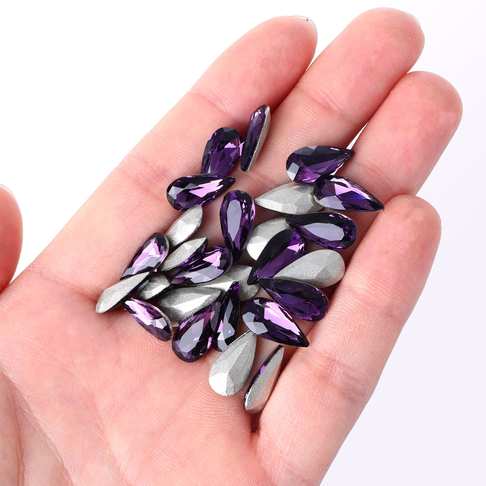 Amethyst Teardrop Forme Glass de haute qualité Point Dack Fancy Richestones Image secondaire du produit
