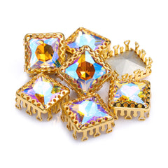 Paradijs Shine Princess Square vorm hoogwaardige glas naa-op nest holle klauw strass