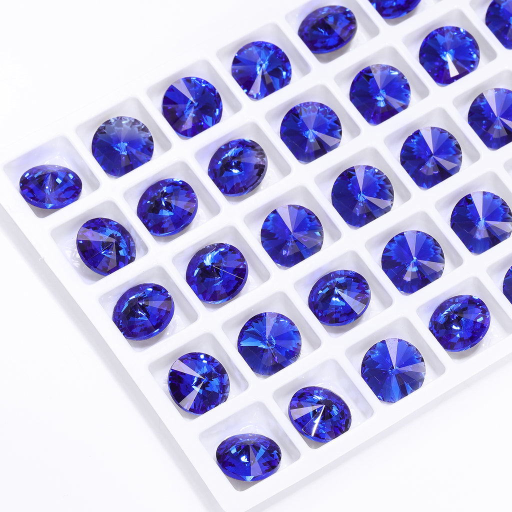 Sapphire Rivoli Shape High Quality Glass Pointed Back Fancy Rhinestones WholesaleRhinestone