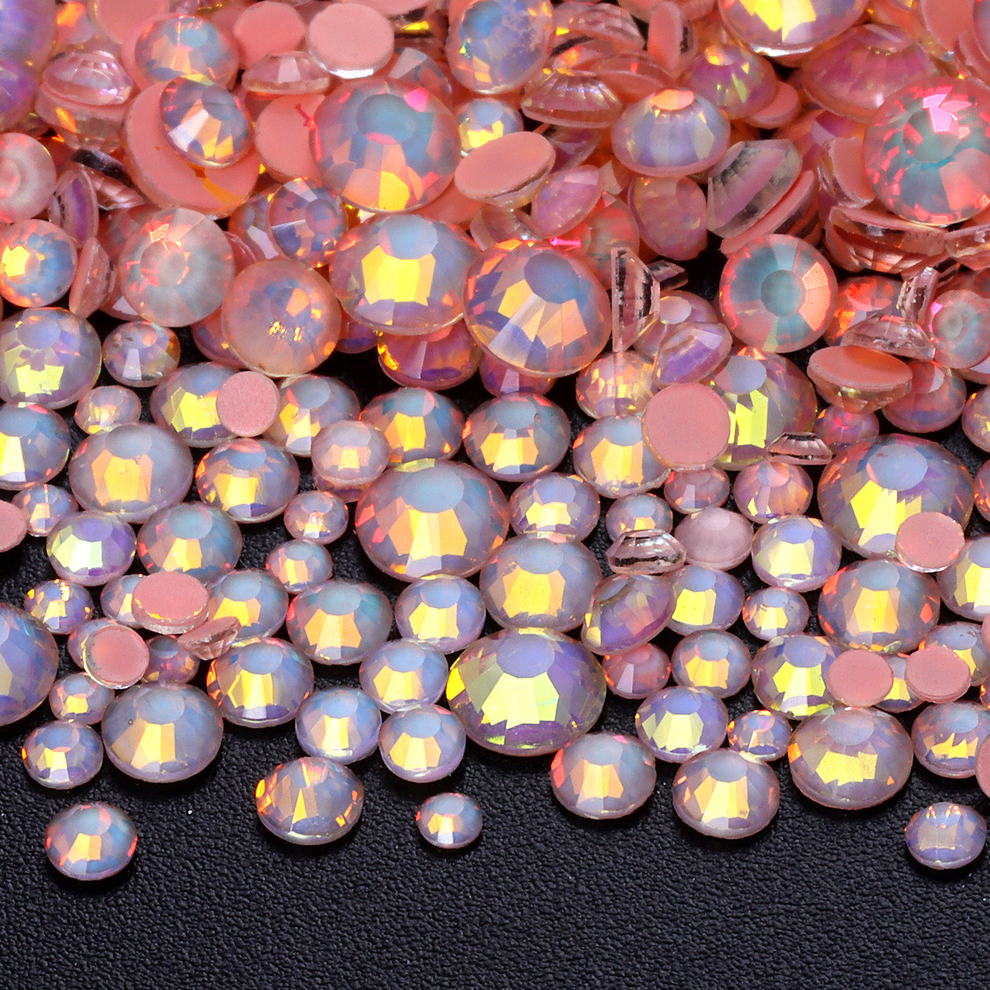 Mixed Sizes Mocha Opal Coral Reef Glass Flat Back Rhinestones For Nail Art Secondary image
