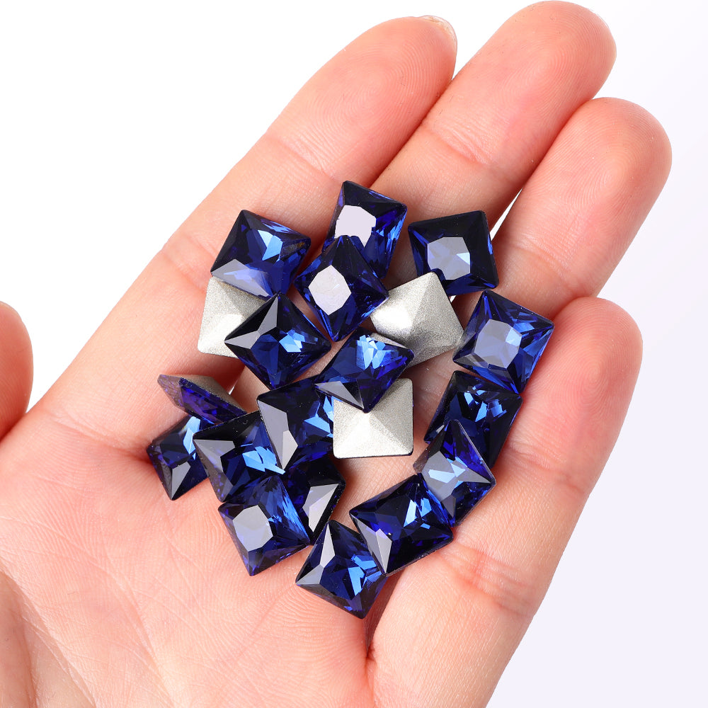 Montana Princess Square Shape High Quality Glass Pointed Back Fancy Rhinestones