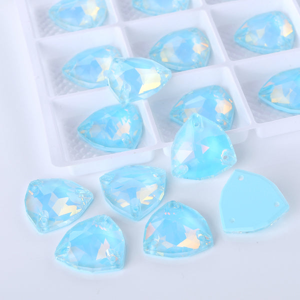 Aquamarine AM Trilliant Shape High Quality Glass Sew-on Rhinestones WholesaleRhinestone