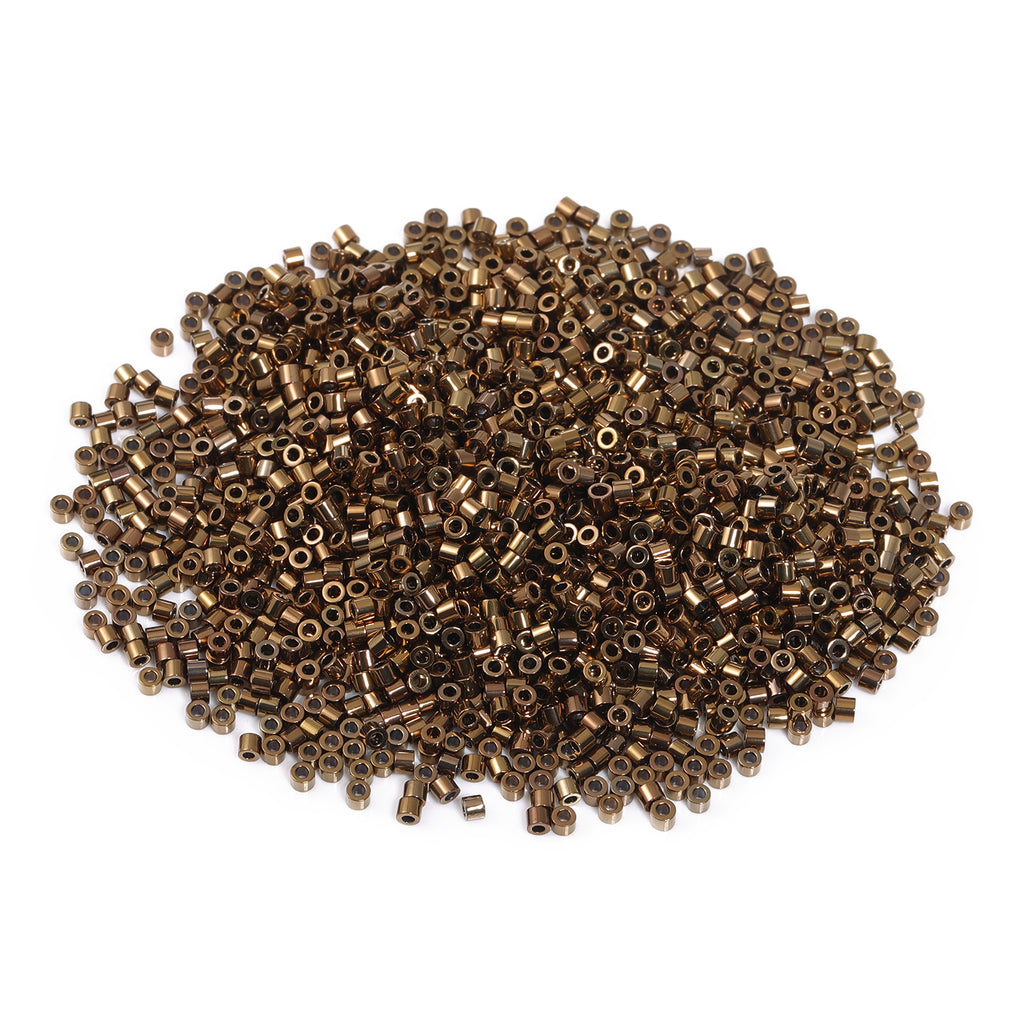 Metallisk Dark Gold Luster Color Høj kvalitet glascylinderfrøperler 1,6 mm Størrelse JS3004