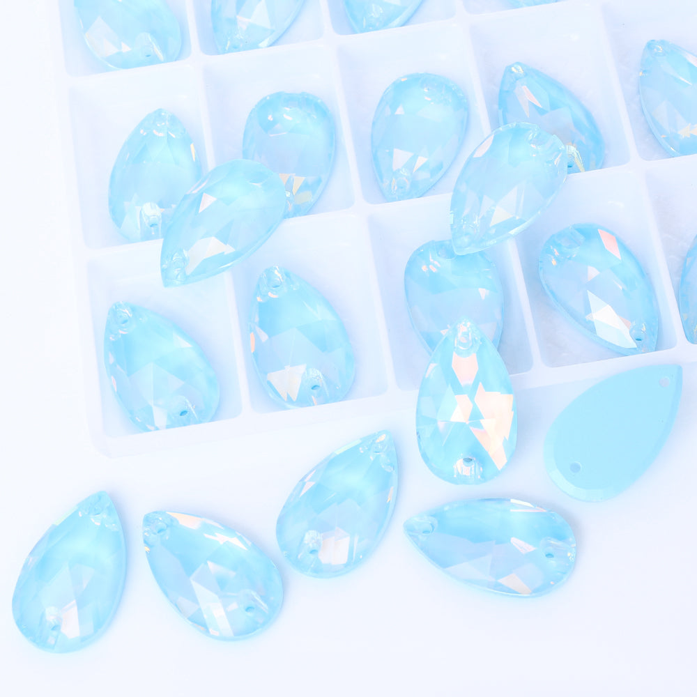 Aquamarine AM Drop Shape High Quality Glass Sew-on Rhinestones