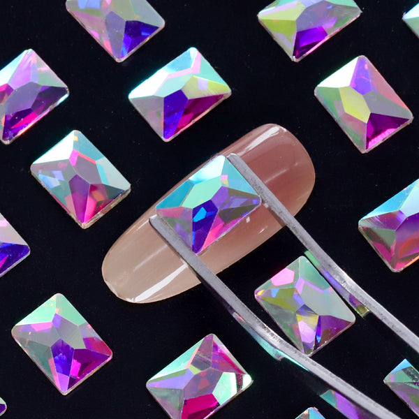 Rectangle Shape Crystal AB Flat Back Fancy Rhinestones