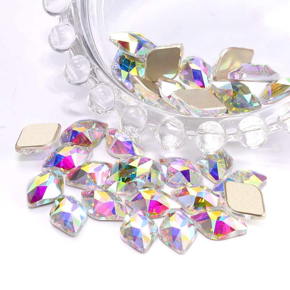 Crystal AB Lemon Shape High Quality Glass Beveled Flat Back Rhinestones WholesaleRhinestone