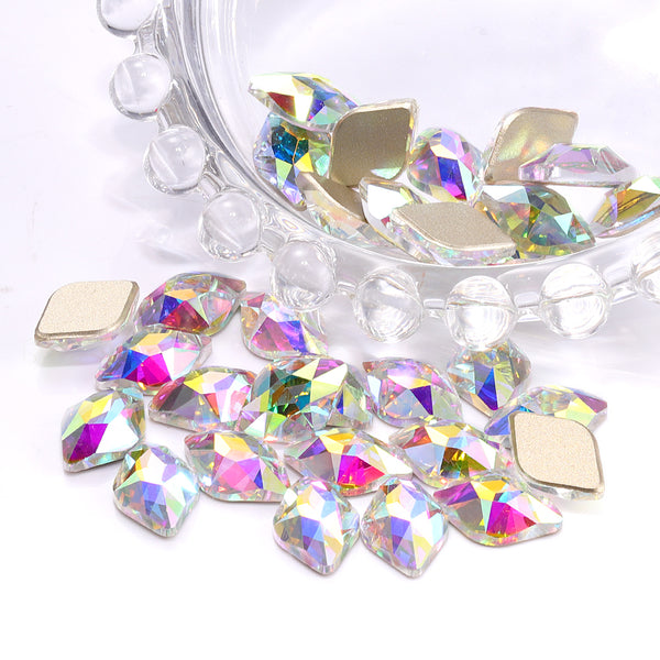 Crystal AB Lemon Shape High Quality Glass Beveled Flat Back Rhinestones WholesaleRhinestone