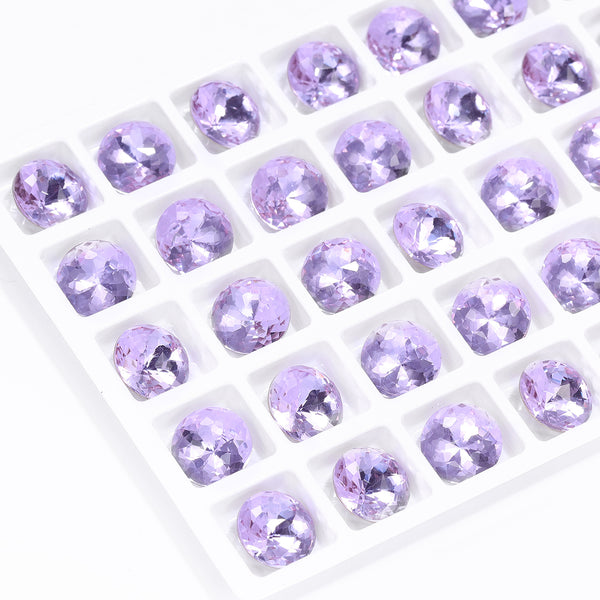 Violet Dome Round Shape High Quality Glass Pointed Back Fancy Rhinestones WholesaleRhinestone