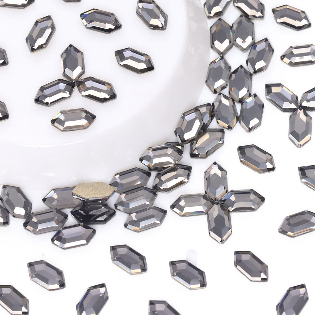 Elongated Hexagon Shape Black Diamond Flat Back Fancy Rhinestones WholesaleRhinestone
