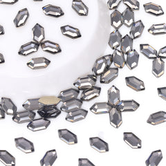 Elongated Hexagon Shape Black Diamond Flat Back Fancy Rhinestones