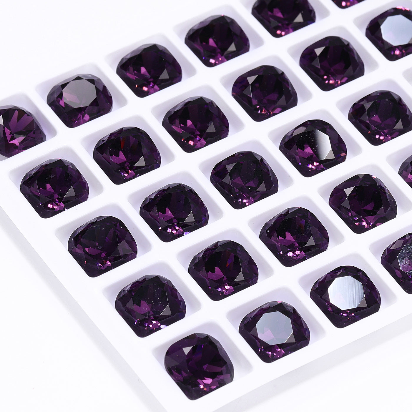 Amethyst Cushion Square Shape High Quality Glass Pointed Back Fancy Rhinestones Secondary image