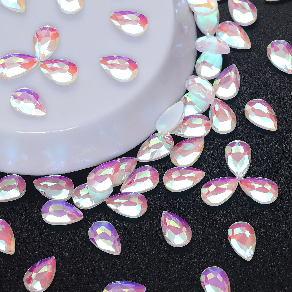 Raindrop Shape Mocha White Flat Back Fancy Rhinestones WholesaleRhinestone