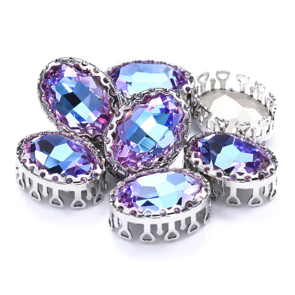 Vitrail Light Oval Shape High-Quality Glass Sew-on Nest Hollow Claw Rhinestones WholesaleRhinestone