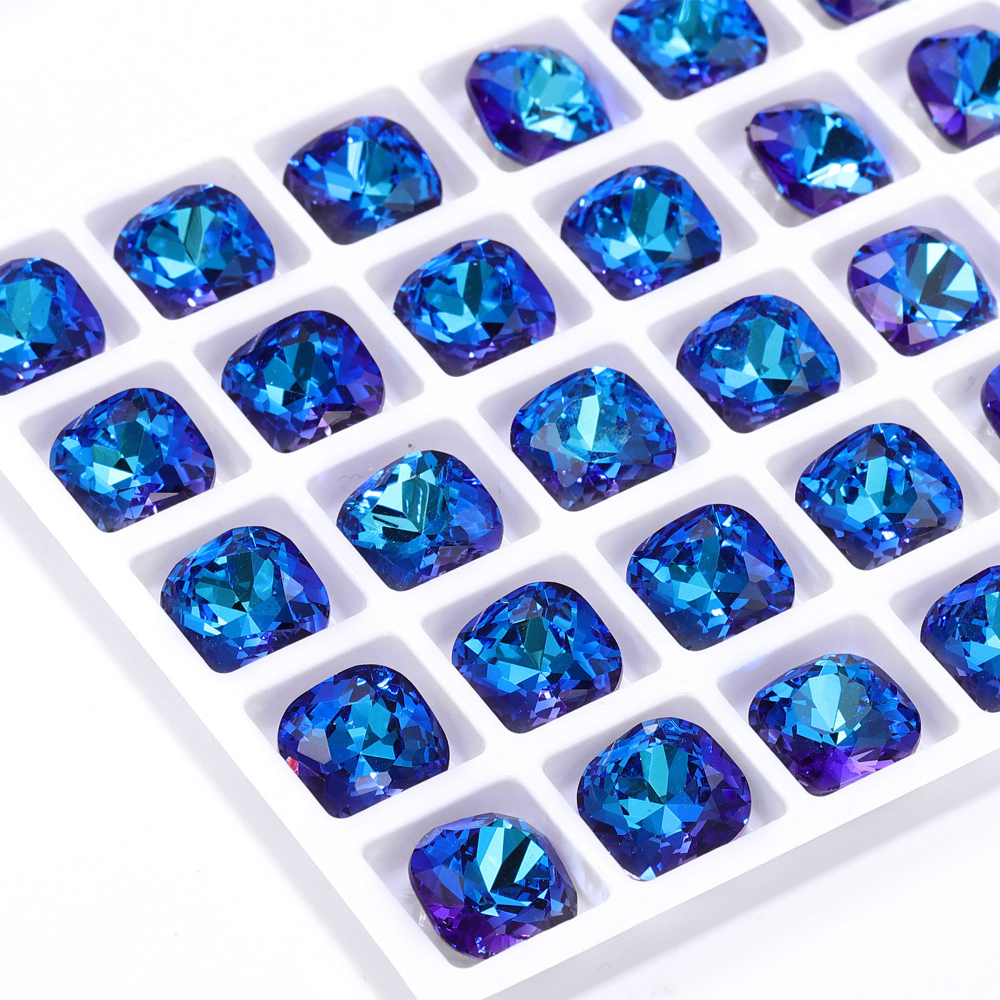 Bermuda Blue Cushion Square Shape High Quality Glass Spiss Back Fancy Rhinestones Secondary image