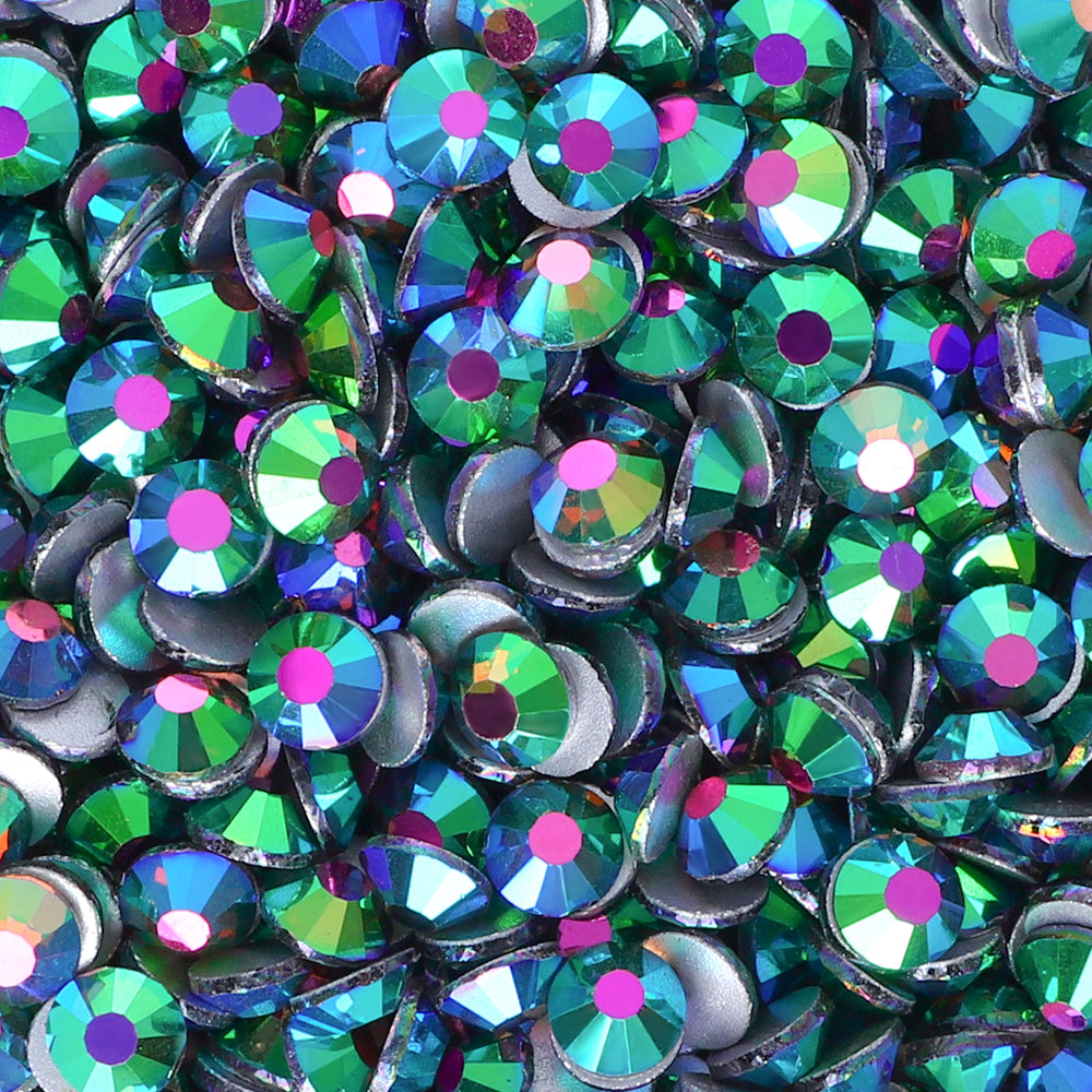 Peacock Green Glass FlatBack Rhinestones Silver Back WholesaleRhinestone