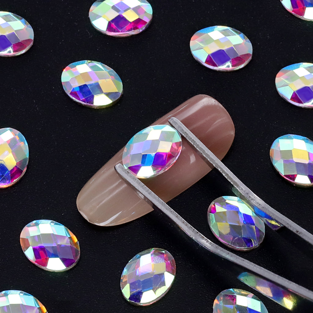 Egg Shape Crystal AB Flat Back Fancy Rhinestones