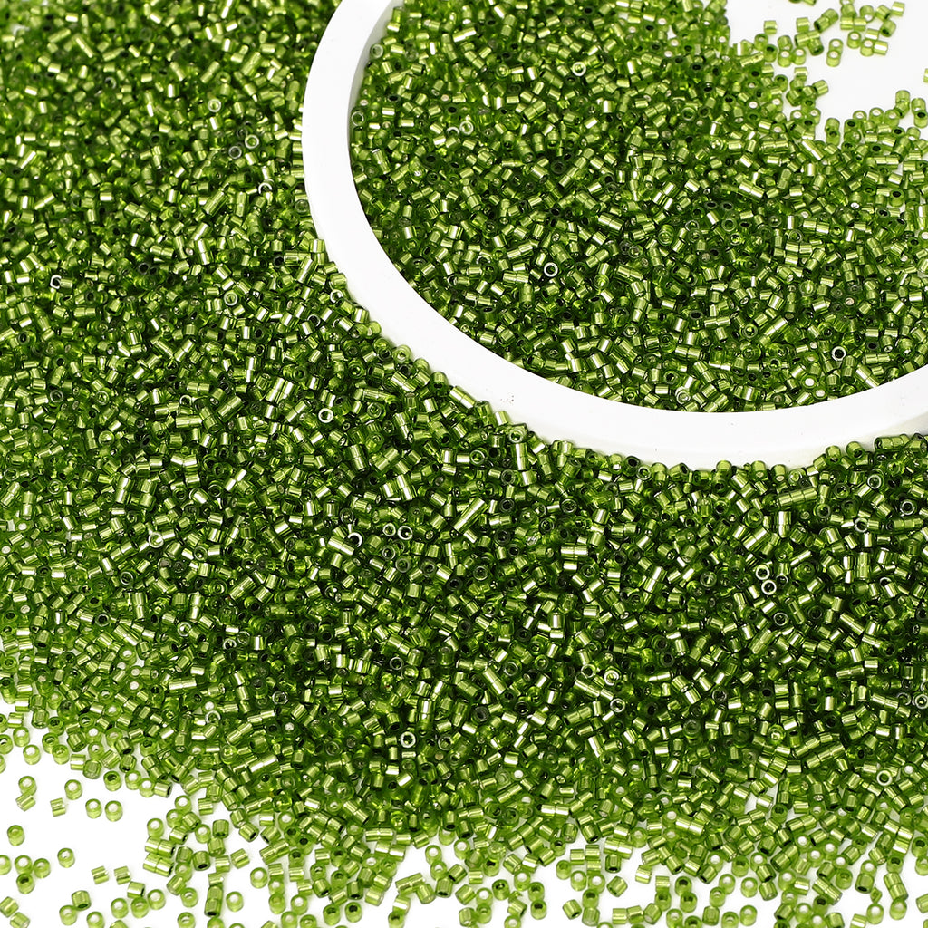 Transparent Silver-lined Olive Green Color Hight Quality Glass Cylinder Seed Beads 1.6 MM Size GY2003 WholesaleRhinestone