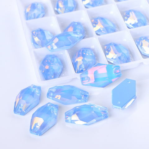 Light Sapphire AM Hexagon Shape High Quality Glass Sew-on Rhinestones
