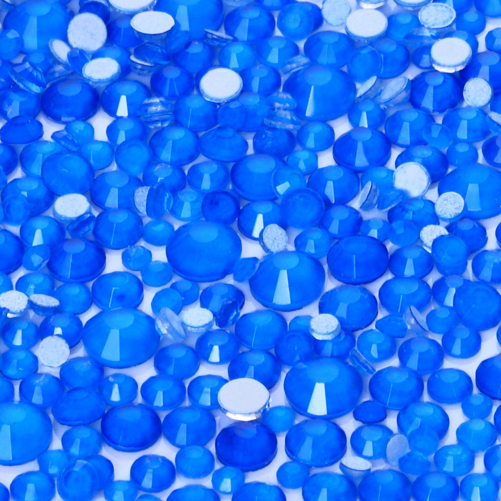 Mixed Sizes Blue Glass FlatBack Neon Rhinestones For Nail Art WholesaleRhinestone