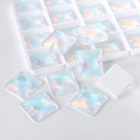 Crystal AM Square Shape High Quality Glass Sew-on Rhinestones