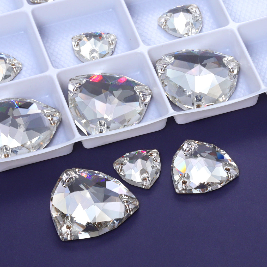 Mixed Sizes Crystal Trilliant Shape High Quality Glass Sew-on Rhinestones