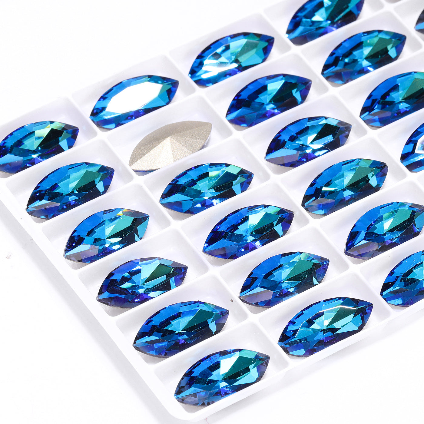 Bermuda Blue Navette Shape High Quality Glass Pointed Back Fancy Rhinestones Secondary image