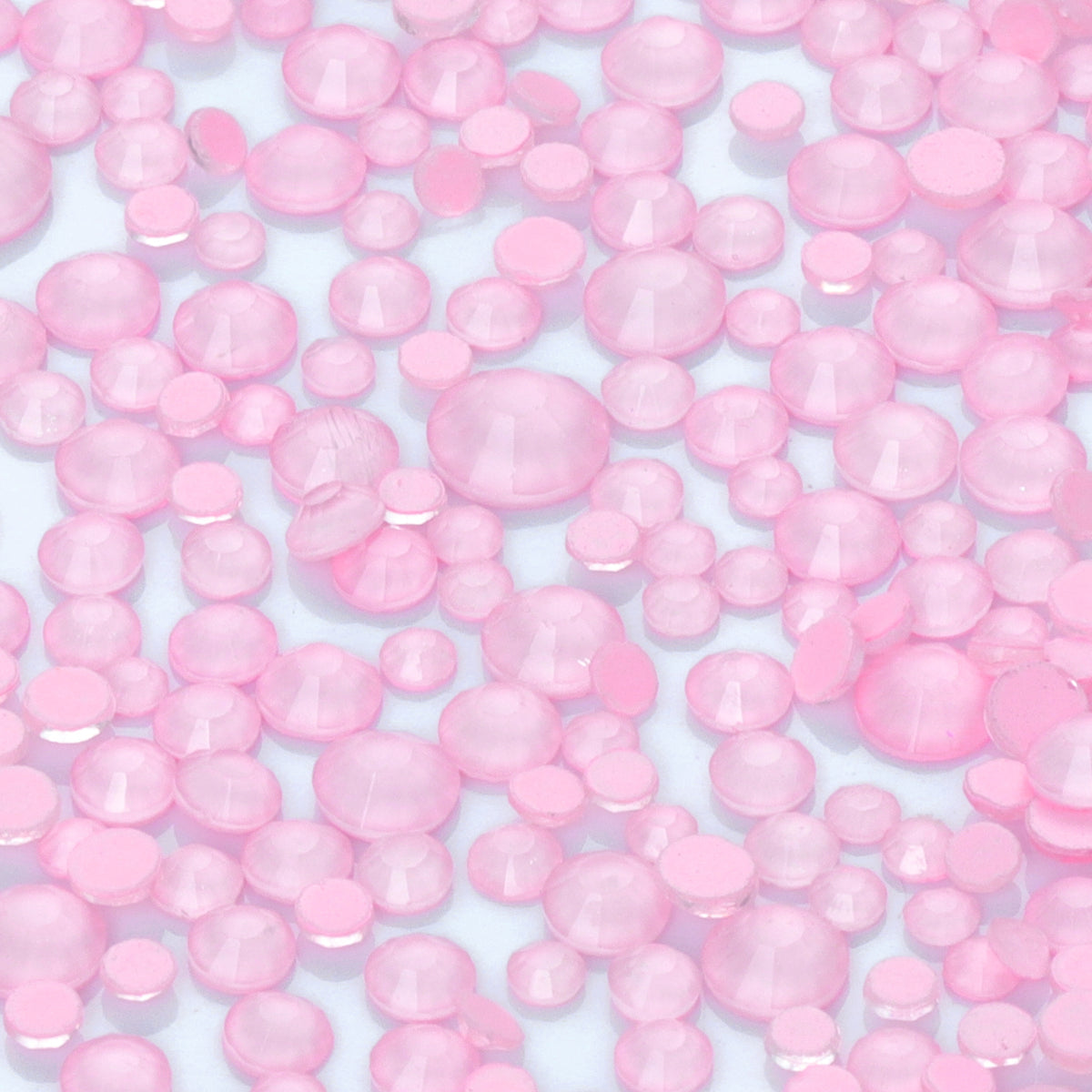 Mixed Sizes Neon Pink Snowy White Glass Flat Back Rhinestones For Nail Art WholesaleRhinestone