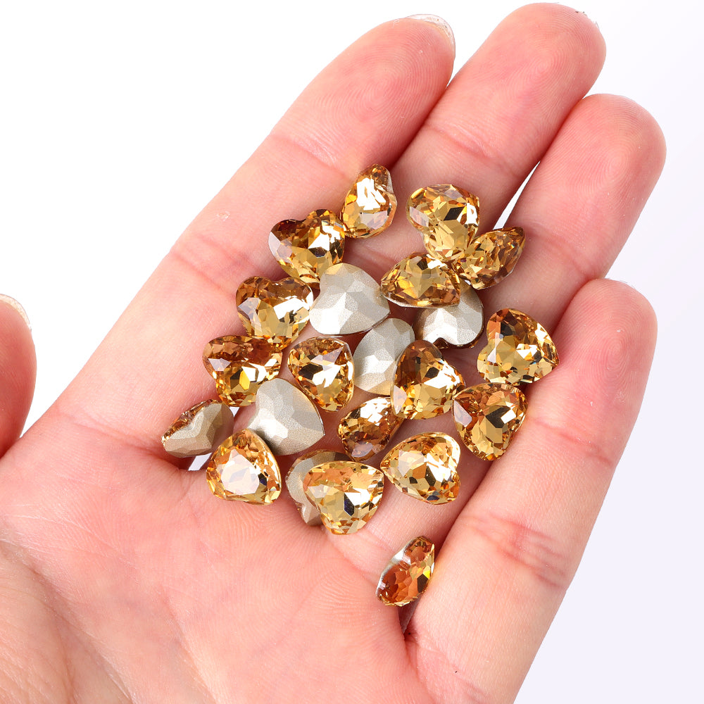Light Smoked Topaz Heart Shape High Quality Glass Pointed Back Fancy Rhinestones Secondary image