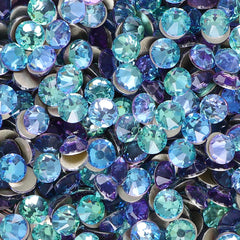 Blue Fairy Glass Flat Back Glue-On Rhinestones 16 Cut Facets