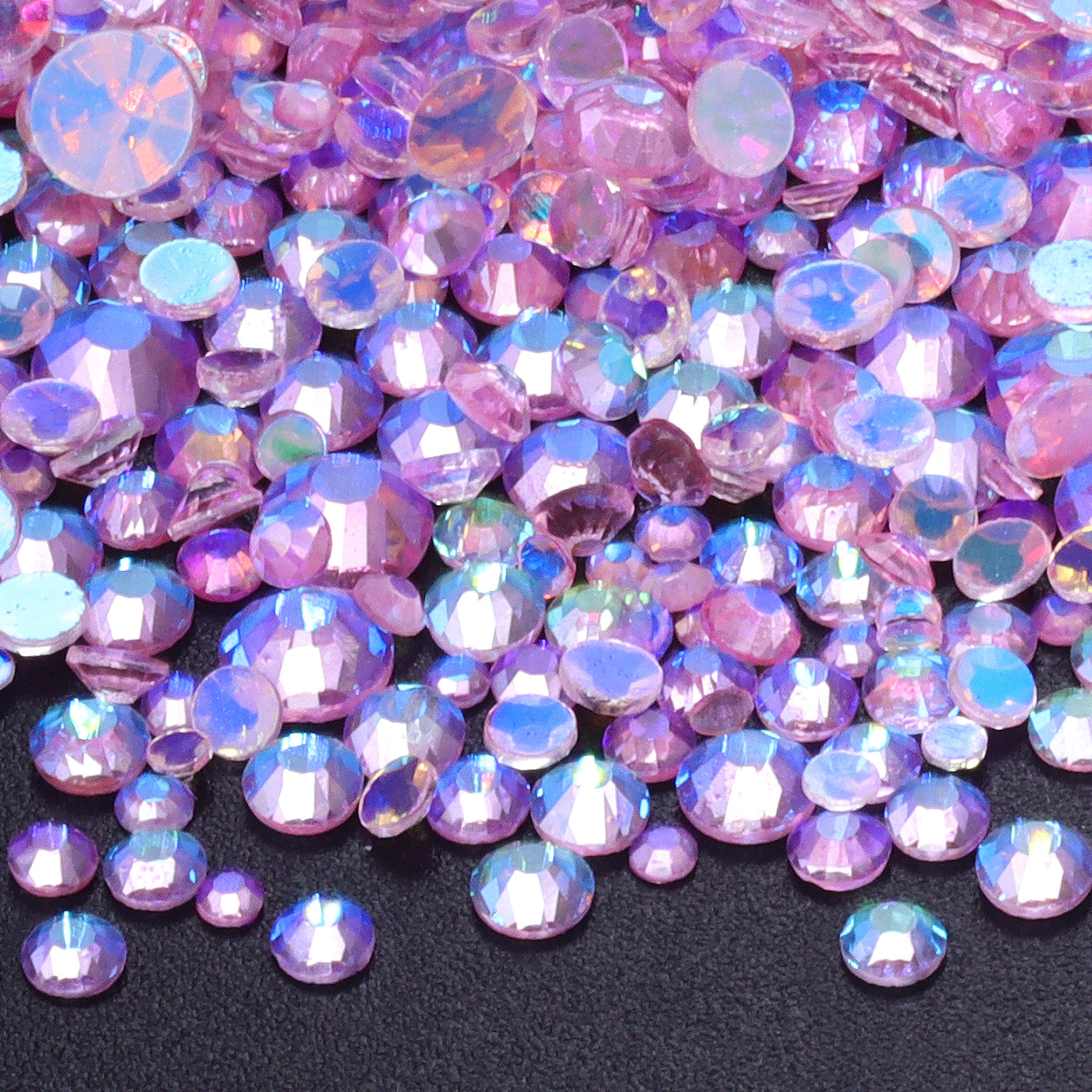 Mixed Sizes Aurora Light Pink Glass Flat Back Rhinestones For Nail Art