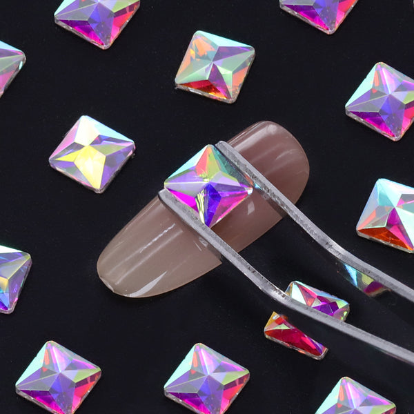 Square Shape Crystal AB Flat Back Fancy Rhinestones